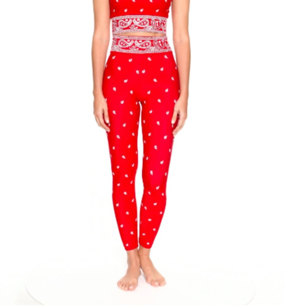 Adam Selman Sport Red Bandana Leggings Size small